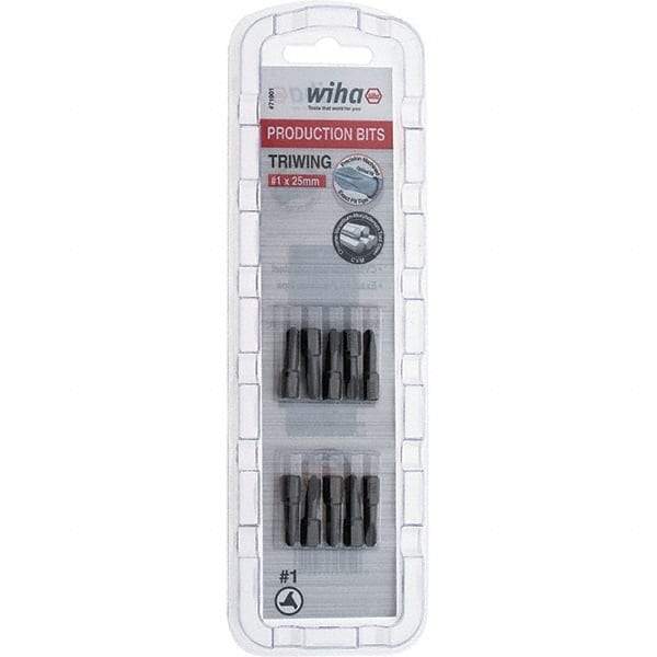 Wiha - 1/4" Drive, #1 Tri-Wing Screwdriver Bit - 1" OAL - Exact Tool & Supply