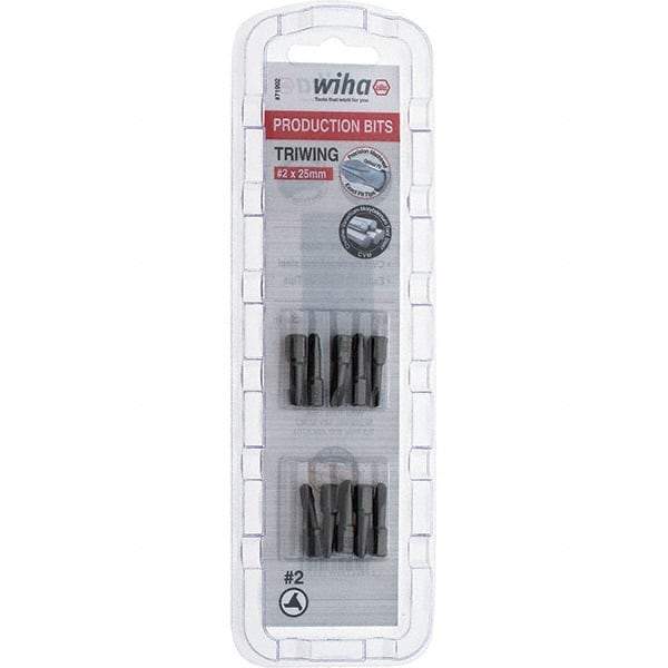 Wiha - 1/4" Drive, #2 Tri-Wing Screwdriver Bit - 1" OAL - Exact Tool & Supply