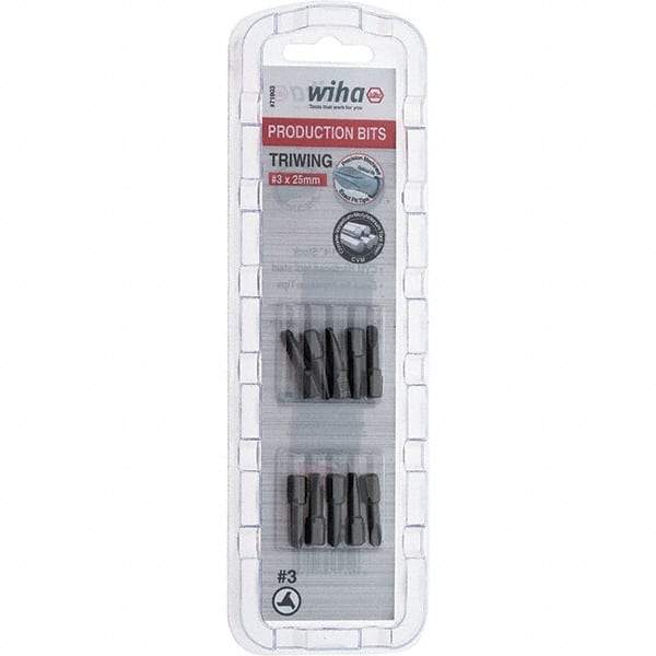 Wiha - 1/4" Drive, #3 Tri-Wing Screwdriver Bit - 1" OAL - Exact Tool & Supply