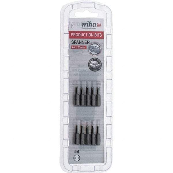 Wiha - 1/4" Drive, #4 Spanner Screwdriver Bit - 1" OAL - Exact Tool & Supply