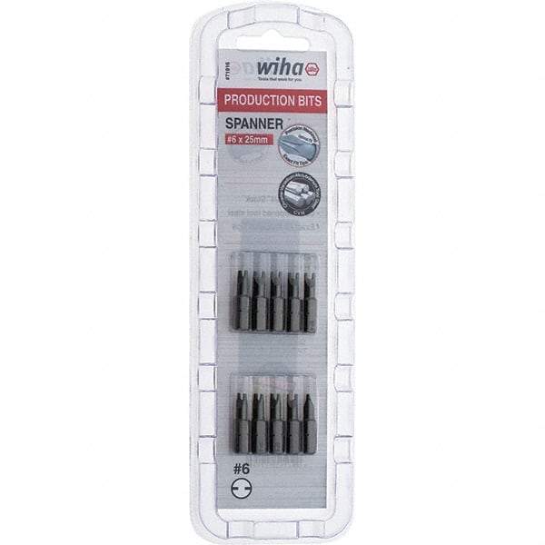Wiha - 1/4" Drive, #6 Spanner Screwdriver Bit - 1" OAL - Exact Tool & Supply