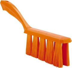 Vikan - 3.9" Bristle Length, Polyester Cleaning & Finishing Brush - 3" Long x 6-1/2" Wide Head, 13" OAL, Easy Grip Handle, Orange, Polypropylene Block - Exact Tool & Supply
