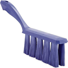 Vikan - 3.9" Bristle Length, Polyester Cleaning & Finishing Brush - 3" Long x 6-1/2" Wide Head, 13" OAL, Easy Grip Handle, Purple, Polypropylene Block - Exact Tool & Supply