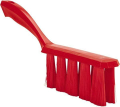 Vikan - 3.9" Bristle Length, Polyester Cleaning & Finishing Brush - 3" Long x 6-1/2" Wide Head, 13" OAL, Easy Grip Handle, Red, Polypropylene Block - Exact Tool & Supply