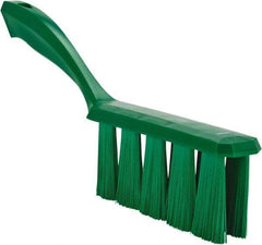 Vikan - 3.9" Bristle Length, Polyester Cleaning & Finishing Brush - 3" Long x 6-1/2" Wide Head, 13" OAL, Easy Grip Handle, Green, Polypropylene Block - Exact Tool & Supply