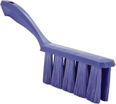 Vikan - 3.9" Bristle Length, Polyester Cleaning & Finishing Brush - 3" Long x 1-1/2" Wide Head, 13" OAL, Easy Grip Handle, Purple, Polypropylene Block - Exact Tool & Supply
