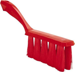 Vikan - 3.9" Bristle Length, Polyester Cleaning & Finishing Brush - 3" Long x 1-1/2" Wide Head, 13" OAL, Easy Grip Handle, Red, Polypropylene Block - Exact Tool & Supply