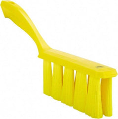 Vikan - 3.9" Bristle Length, Polyester Cleaning & Finishing Brush - 3" Long x 1-1/2" Wide Head, 13" OAL, Easy Grip Handle, Yellow, Polypropylene Block - Exact Tool & Supply