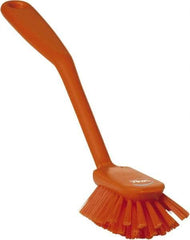 Vikan - 2.4" Bristle Length, Polyester Cleaning & Finishing Brush - 2-1/2" Long x 2.4" Wide Head, 10.8" OAL, Easy Grip Handle, Orange, Polypropylene Block - Exact Tool & Supply