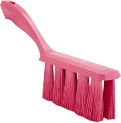 Vikan - 3.9" Bristle Length, Polyester Cleaning & Finishing Brush - 3" Long x 1-1/2" Wide Head, 13" OAL, Easy Grip Handle, Pink, Polypropylene Block - Exact Tool & Supply
