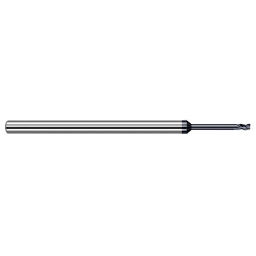 Variable Helix End Mills for Exotic Alloys - 0.0470″ (3/64″) Cutter Diameter × 0.0050″ Radius × 0.0710″ Length of Cut × 0.5700″ Reach Carbide Corner Radius End Mill for Exotic Alloys, 3 Flutes, AlTiN Nano Coated - Exact Tool & Supply