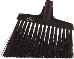 Vikan - 9-1/2" Wide, Black Polyester Bristles, Angled Broom - Water Resistant - Exact Tool & Supply