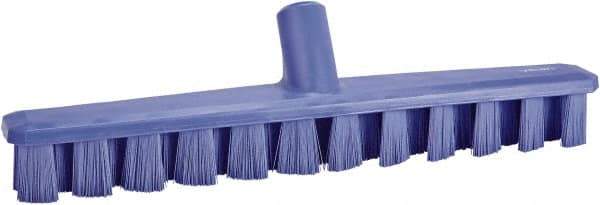 Vikan - 1-7/8" Bristle Length, Polyester Deck Scrub Brush - 1-7/8" Wide Head, 15-1/4" OAL, European Threaded Handle, Purple, Polypropylene Block - Exact Tool & Supply