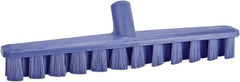Vikan - 1-7/8" Bristle Length, Polyester Deck Scrub Brush - 1-7/8" Wide Head, 15-1/4" OAL, European Threaded Handle, Purple, Polypropylene Block - Exact Tool & Supply