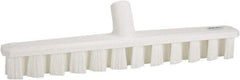 Vikan - 1-7/8" Bristle Length, Polyester Deck Scrub Brush - 1-7/8" Wide Head, 15-1/4" OAL, European Threaded Handle, White, Polypropylene Block - Exact Tool & Supply