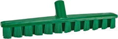 Vikan - 1-7/8" Bristle Length, Polyester Deck Scrub Brush - 1-7/8" Wide Head, 15-1/4" OAL, European Threaded Handle, Green, Polypropylene Block - Exact Tool & Supply