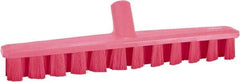 Vikan - 1-7/8" Bristle Length, Polyester Deck Scrub Brush - 1-7/8" Wide Head, 15-1/4" OAL, European Threaded Handle, Pink, Polypropylene Block - Exact Tool & Supply
