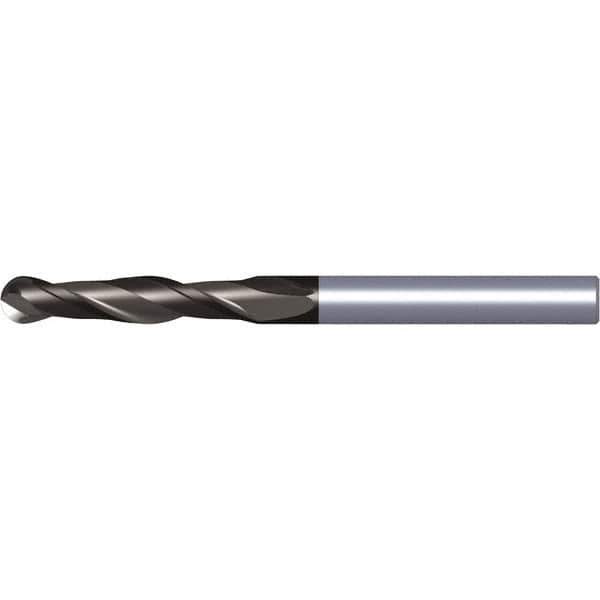 Kennametal - 1" Diam, 3" LOC, 2 Flute Solid Carbide Ball End Mill - TiAlN Finish, Single End, 6" OAL, 1" Shank Diam, Spiral Flute - Exact Tool & Supply
