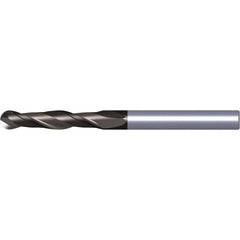 Kennametal - 1" Diam, 3" LOC, 2 Flute Solid Carbide Ball End Mill - TiAlN Finish, Single End, 6" OAL, 1" Shank Diam, Spiral Flute - Exact Tool & Supply