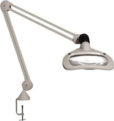 Vision Engineering - 45" Arm, Spring Suspension, Clamp Mount, LED, Light Gray, Magnifying Task Light - 6 Watts, 120 Volts, 1.88x Magnification - Exact Tool & Supply