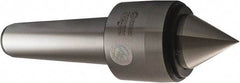 Skoda - MT1 Morse Taper Shank, 34mm Head Diam, Live Center - 6,000 Max RPM, 34mm Point Diam, 0.8438" Point Len, 200 Lb Max Workpiece, Standard Point - Exact Tool & Supply
