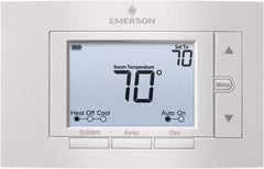 White-Rodgers - 50 to 99°F, 2 Heat, 2 Cool, Digital Nonprogrammable Thermostat - 20 to 30 Volts, 1.77" Inside Depth x 1.77" Inside Height x 5-1/4" Inside Width, Horizontal Mount - Exact Tool & Supply