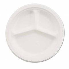 Chinet - Paper Dinnerware, 3-Comp Plate, 9 1/4" Diam, White, 500/Carton - Exact Tool & Supply