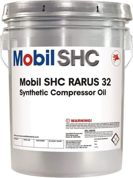 Mobil - 5 Gal Pail, ISO 32, Air Compressor Oil - 30.6 Viscosity (cSt) at 40°C, 5.6 Viscosity (cSt) at 100°C - Exact Tool & Supply