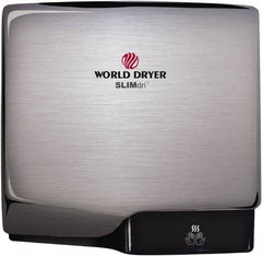 World Dryer - 950 Watt Silver Finish Electric Hand Dryer - 100/120 Volts, 8.3 Amps, 11.43" Wide x 10.7" High x 3.9" Deep - Exact Tool & Supply