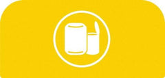 Rubbermaid - Trash Can Decal Message: Cans - English, Text on Color, Yellow, Indoor & Outdoor, Apply to Metal, 1-25/32" Wide x 8-1/2" High - Exact Tool & Supply