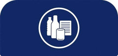 Rubbermaid - Trash Can Decal Message: Mixed Recycling - English, Text on Color, Blue, Indoor & Outdoor, Apply to Metal, 1-25/32" Wide x 8-1/2" High - Exact Tool & Supply