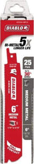 Freud - 6" Long x 1" Thick, Bi-Metal Reciprocating Saw Blade - Straight Profile, 14 to 18 TPI, Toothed Edge, Tang Shank - Exact Tool & Supply