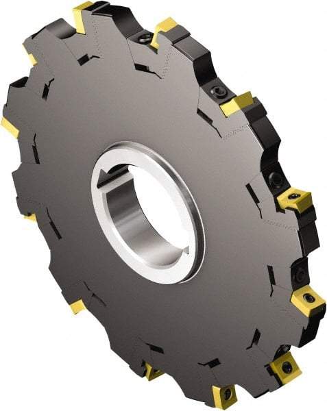 Sandvik Coromant - Arbor Hole Connection, 0.689" Cutting Width, 4.311" Depth of Cut, 12" Cutter Diam, 2-1/2" Hole Diam, 20 Tooth Indexable Slotting Cutter - 2-1/2" Shank Diam, N331.32..Txx Toolholder, N331.32..Txx Insert, Neutral Cutting Direction - Exact Tool & Supply