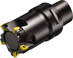 Sandvik Coromant - 3 Inserts, 25mm Cut Diam, 32mm Arbor Diam, 5.5mm Max Depth of Cut, Indexable Square-Shoulder Face Mill - 90° Lead Angle, 80mm High, 490R-08T308 Insert Compatibility, Through Coolant, Series CoroMill 490 - Exact Tool & Supply