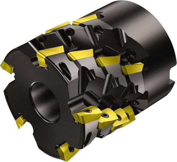 Sandvik Coromant - 3 Inserts, 2" Cut Diam, 3/4" Arbor Diam, 2.27" Max Depth of Cut, Indexable Square-Shoulder Face Mill - 90° Lead Angle, 3-1/4" High, R390-18.. Insert Compatibility, Series CoroMill 390 - Exact Tool & Supply