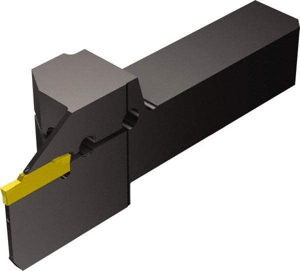 Sandvik Coromant - QS, Internal or External, Left Hand, 0.8" Max Depth of Cut, Indexable Grooving Tool Holder - N123E2-0200-0002-CM Insert Compatibility, 3/4" Shank Height, 3/4" Shank Width, 4-1/4" OAL, Through Coolant - Exact Tool & Supply