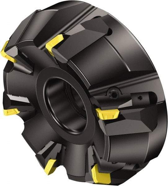 Sandvik Coromant - 200mm Cut Diam, 60mm Arbor Hole, 13mm Max Depth of Cut, 60° Indexable Chamfer & Angle Face Mill - 8 Inserts, 360R-1906 Insert, Right Hand Cut, Series CoroMill 360 - Exact Tool & Supply
