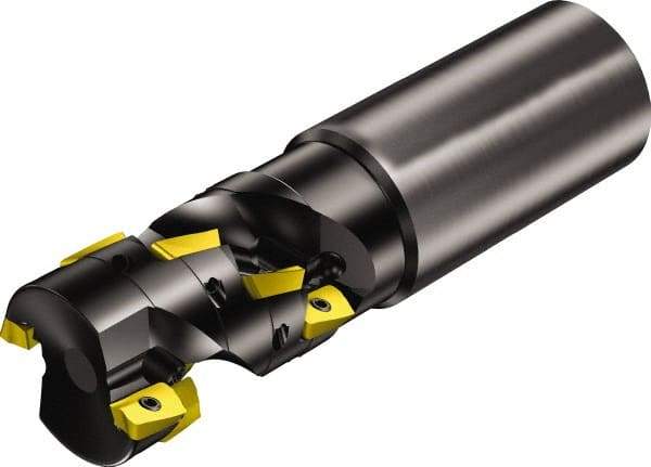 Sandvik Coromant - 8 Inserts, 32mm Cut Diam, 32mm Arbor Diam, 36mm Max Depth of Cut, Indexable Square-Shoulder Face Mill - 112.7mm High, R390-11.. Insert Compatibility, Through Coolant, Series CoroMill 390 - Exact Tool & Supply