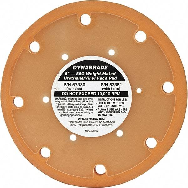 Dynabrade - 6" Diam Disc Backing Nonvacuum Replacement Pad - Medium Density, 12,000 RPM - Exact Tool & Supply