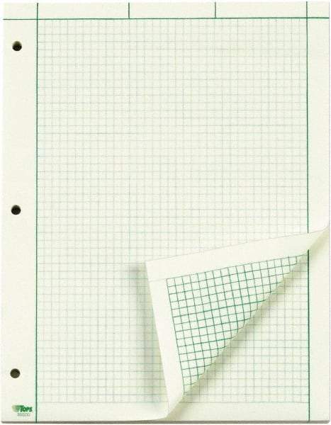 TOPS - 100 Sheet, 8-1/2 x 11", Quadrille Engineering Computation Pad - Green - Exact Tool & Supply