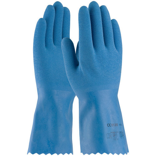 ‎55-1635/XXL Coated Supported Gloves - Assurance - Latex Coating with Nylon Liner - Blue Latex Crinkle Grip - Exact Tool & Supply