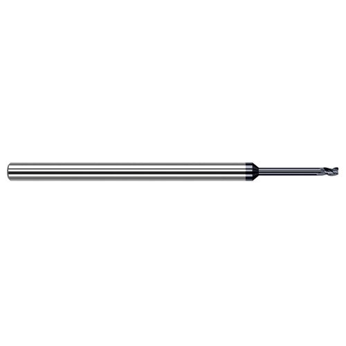 Variable Helix End Mills for Medium Alloy Steels - 0.0550″ Cutter Diameter × 0.0050″ Radius × 0.0830″ Length of Cut × 0.2750″ Reach Carbide Corner Radius End Mill for Medium Alloy Steels, 3 Flutes, AlTiN Coated - Exact Tool & Supply