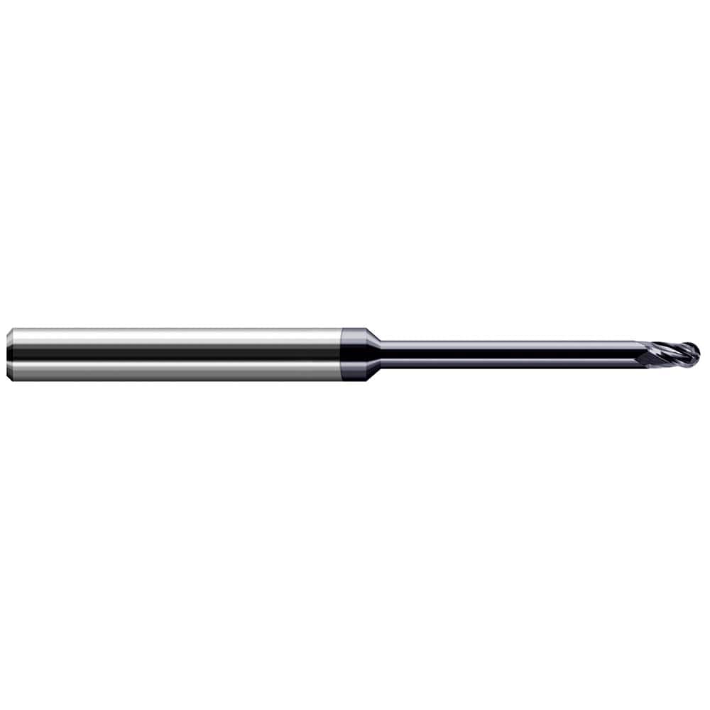Harvey Tool - Ball End Mills; Mill Diameter (Inch): 1/16 ; Mill Diameter (Decimal Inch): 0.0620 ; Number of Flutes: 4 ; Length of Cut (Inch): 3/32 ; Length of Cut (Decimal Inch): 0.0930 ; Material: Solid Carbide - Exact Tool & Supply