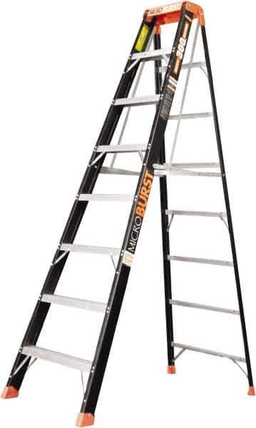 Little Giant Ladder - 7 Steps, 8' High, Type IA Rating, Fiberglass Multi-Use Ladder - 300 Lb Load Capacity, 29" Base Width - Exact Tool & Supply