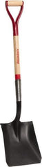 Razor-Back - 12" High x 9" Wide Square Steel Shovel - 30" Long Steel & Wood D-Grip Handle, Rolled - Exact Tool & Supply