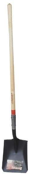 Razor-Back - 12" High x 9-1/2" Wide Square Steel Shovel - 48" Long Wood Straight Handle, Front Turned - Exact Tool & Supply