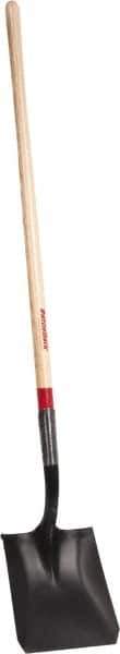 Razor-Back - 12" High x 9-1/2" Wide Square Steel Shovel - 48" Long Wood Straight Handle, Rolled - Exact Tool & Supply