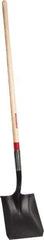 Razor-Back - 12" High x 9-1/2" Wide Square Steel Shovel - 48" Long Wood Straight Handle, Rolled - Exact Tool & Supply