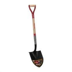 Razor-Back - 12" High x 8-3/4" Wide Round Steel Shovel - 30" Long Steel & Wood D-Grip Handle, Rolled - Exact Tool & Supply