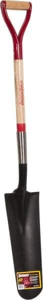 Razor-Back - 16" High x 6" Wide Tapered Steel Spade - 29" Long Wood D-Grip Handle, Front Turned - Exact Tool & Supply